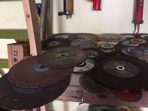 Pile of Misc Saw Blades, Grinder, Chop, Table, etc Great