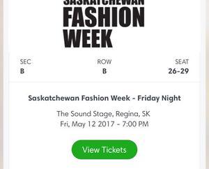 Sk fashion week 4 x 2nd row tickets