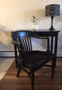 Sleek black desk and chair