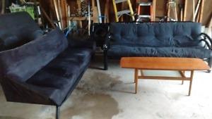 Stylish black couch and futon set can deliver
