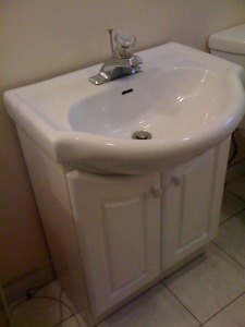 White vanity and sink
