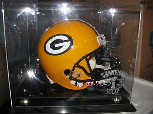full size green bay packers helmet with super bowl display