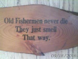 vintage WOODEN JOKE FISHING PLAQUE 60's