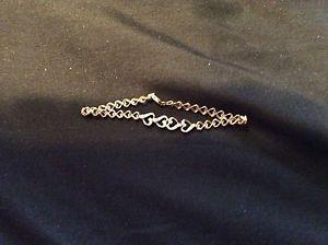 10kt gold bracelet with hearts and diamonds