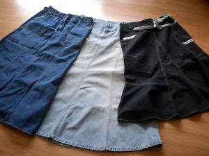 3 Ladies Jean Skirts - All fit a size 8.