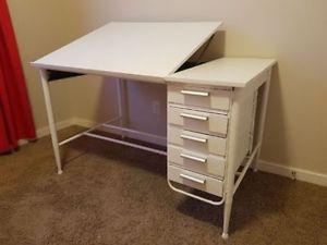 Antique Adjustable Art Drafting Desk Table