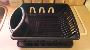 Black Dish Rack/Drying Tray and Garbage Bin