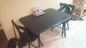 Black Wooden Table + 4 Chair Set