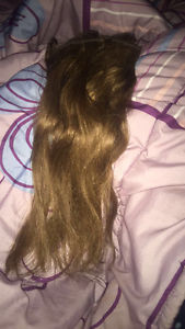 Brown 14" clip in human hair extensions