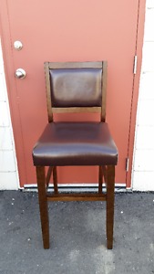 Brown Wood and Leather Finishes Bar Height Chairs