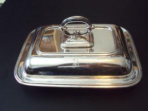 Covered Silver Serving Dish with removable handle 10 ¾” x