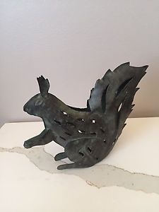 Metal squirrel tea light candle holder