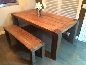 NEW Rustic Wood Table with Bench