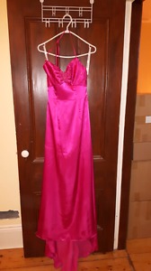 Pink Prom Dress with Beading and Short Train