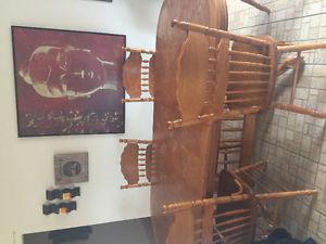 SOLID WOOD LARGE DINING TABLE AND CHAIRS
