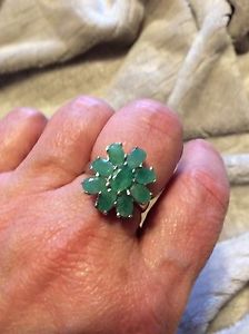 Silver ring size 8.5 jade flower