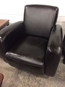 Two Deep Brown Leatherette Chairs