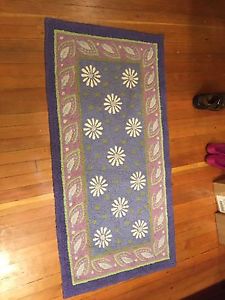 Washable floor mat purples and flowers