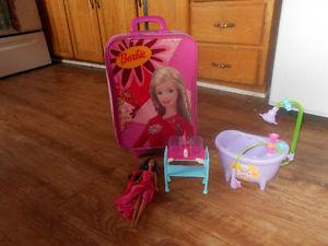 barbie suitcase. bathtub.