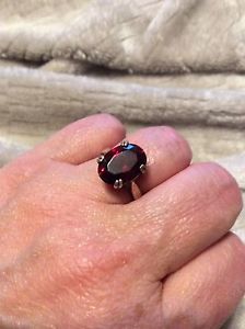silver ruby red ring size 6.5