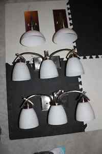 2 Bathroom Light Fixtures and 2 Wall Sconces