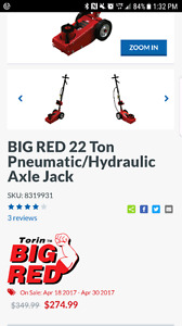 22 ton hydraulic/pneumatic jack like new!