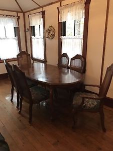 Antique dining table and 6 chairs