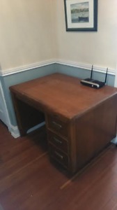 Antique solid oak teachers' desk
