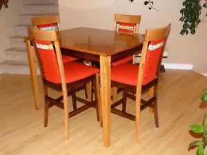 Beautiful Refinished Apartment Size Counter Height Table Set