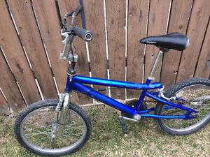 Blue and chrome bmx bike, (20 Inch tires)