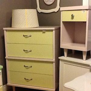 Blush & lime dresser and small bedside table