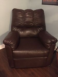 Brown faux leather recliner