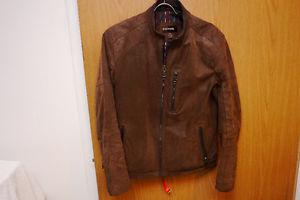 Danier leather brown moto jacket men's xs