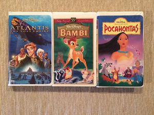 Disney VHS Movies Atlantis, Bambi, & Pocahontas -Great