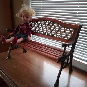 Doll size Wrought Iron Garden Bench
