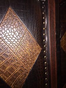 Eight panel leather screen