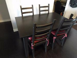 Extendable Dining Table Set + 4 chairs (brown-black), OBO