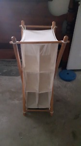 Fabric stand with wooden posts