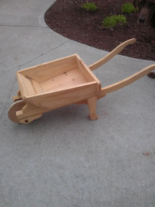 Handmade wooden decorative wheelbarrow