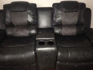 Leather love seat recliner