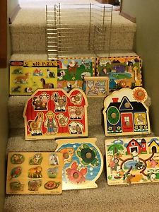 Melissa and Doug puzzle set and rack