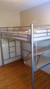 Metal loft bed with desk