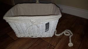 NEW WICKER TOY BASKET WITH ROPE TO PULL AROUND