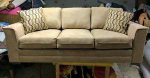 New sofa and chair. Tan colored Microfiber