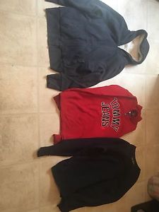 Old navy, tommy jeans, and Eddie Bauer sweatshirts large