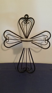 Partylite Cross with votive candle holder