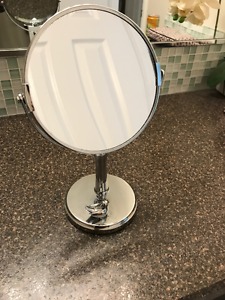 Silver 5x Magnifying Mirror from Urban Barn with bird accent