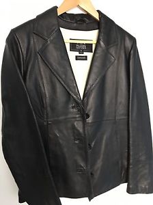 Small women's black leather jacket