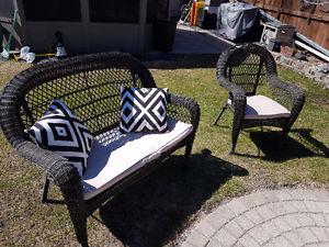 True Wicker Love seat and Chair