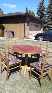 Vintage Solid wood table and 4 teak chairs